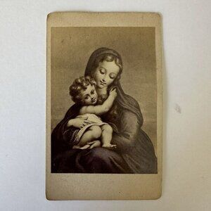 Antique CDV Card Madonna Della Scalla Correggio 1890s 4”x2.5”